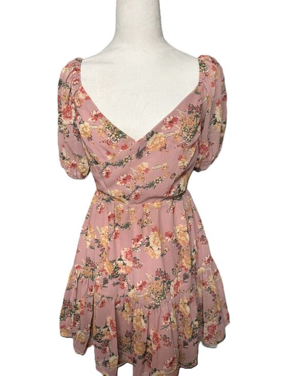 Belle by Kim Gravel Dresses & Skirts - NWT 2BELLE Pink Floral Open Back Mini Dress Women M Boho Romantic Summer